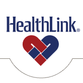 Healthlink Logo, stylized with Red and Blue accents