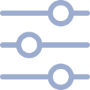 Icon of three parallel horizontal sliders, commonly used for settings, adjustments, or filters.